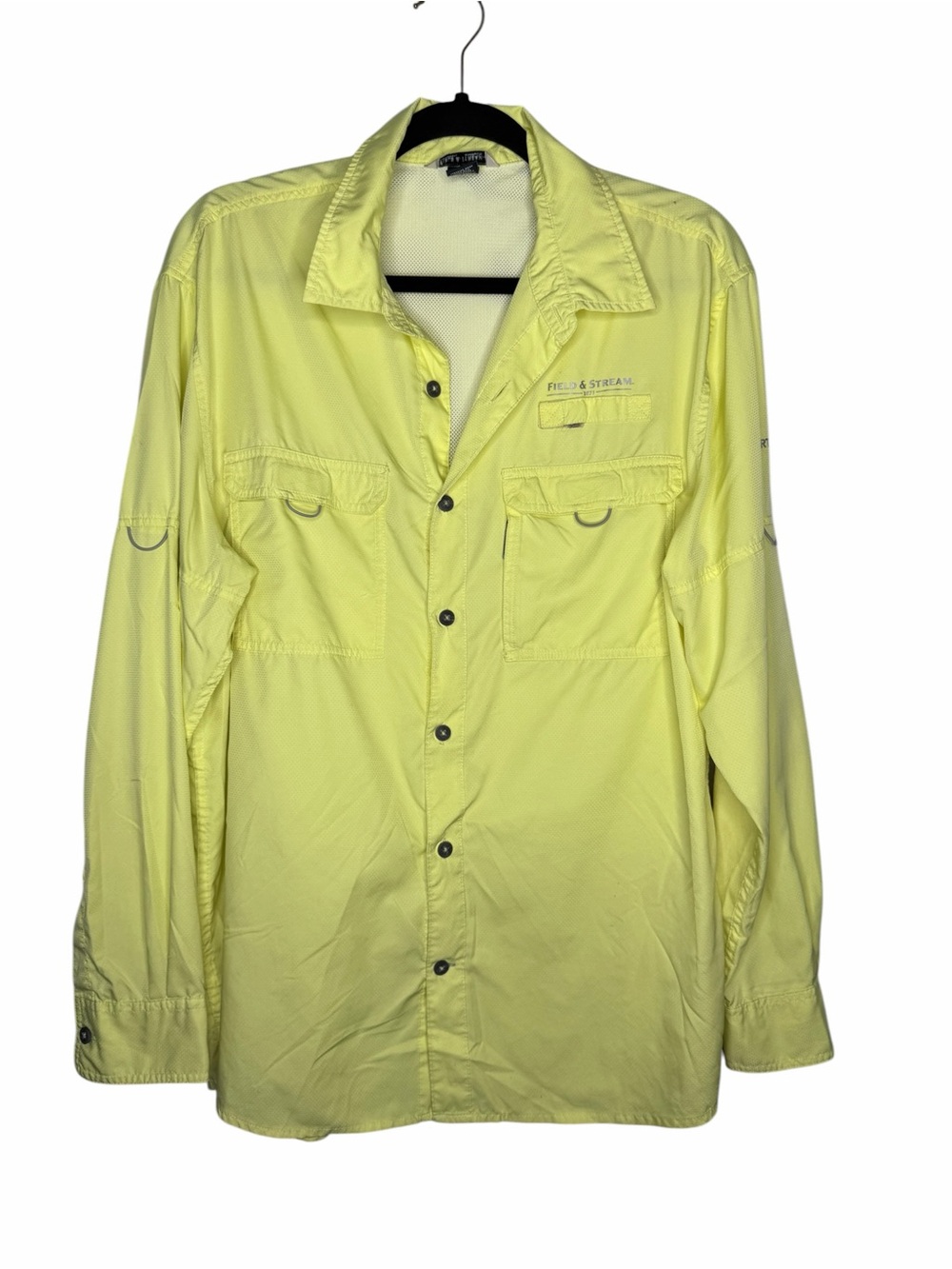 FIELD & STREAM / chartreuse yellow green long sleeve button up outdoor shirt / M